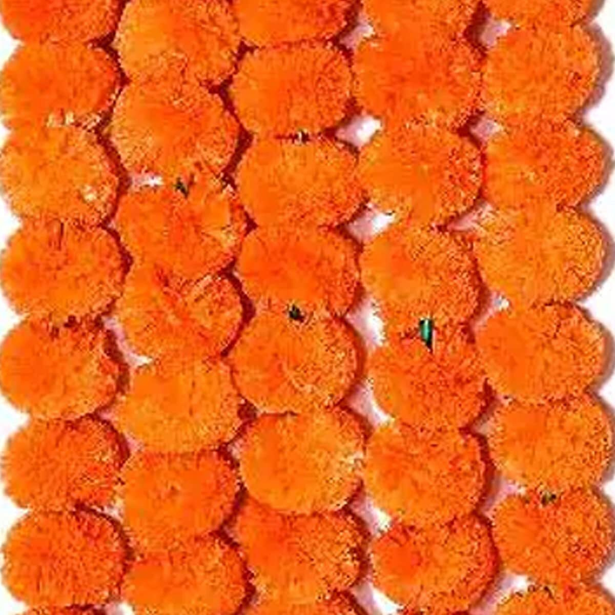 Genda Phool Artificial Genda Phool Marigold Fluffy Long Wedding, Festivals, Durga Pooja, Diwali,Handcraft Plastic Rakshabandhan Special Occasion 5 Feet Inauguration, Temple Pack of 6 String