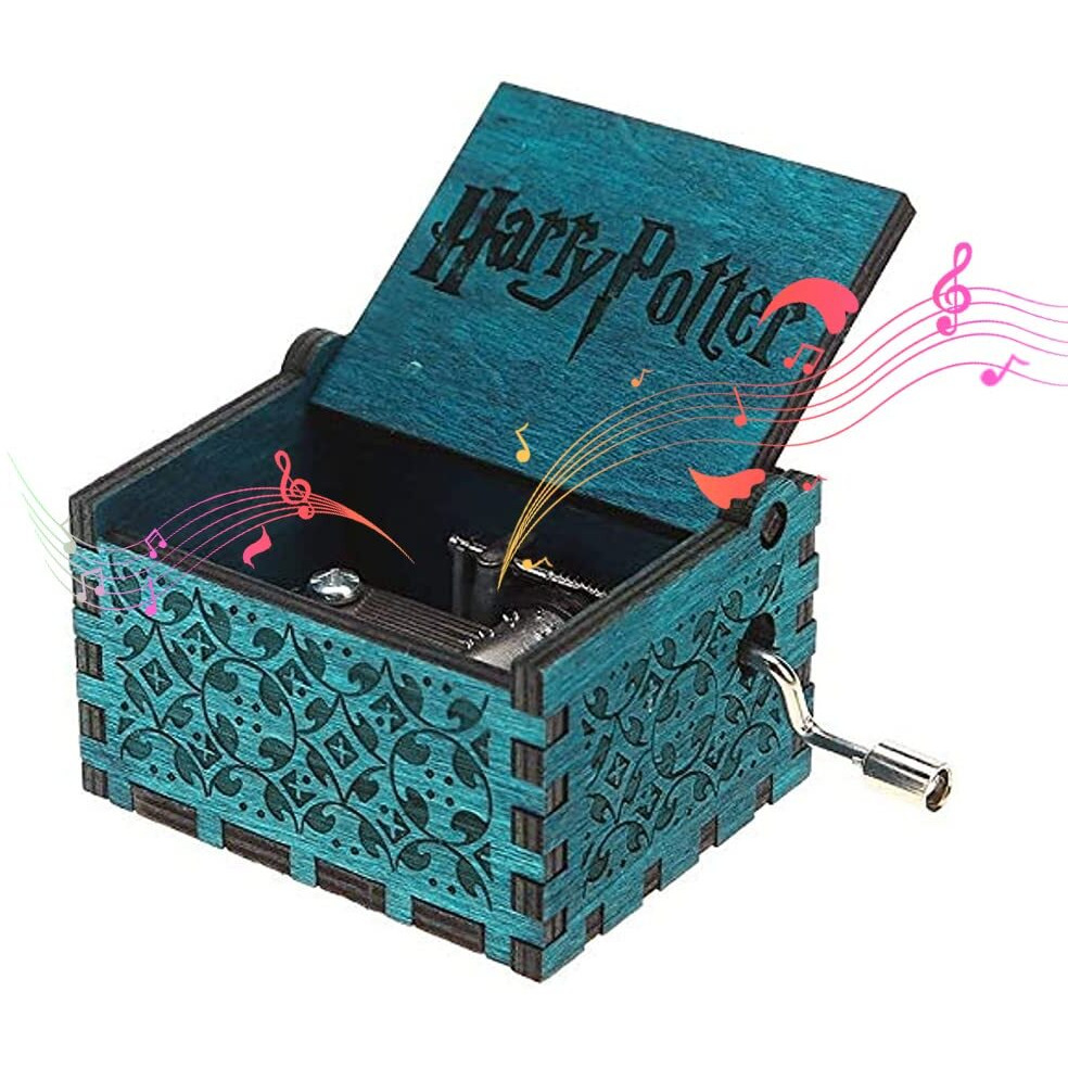 PATPAT Harry Potter Music Box Wooden Classic Music Box With Hand Crank Diwali Gifts For Family-Blue, Kid