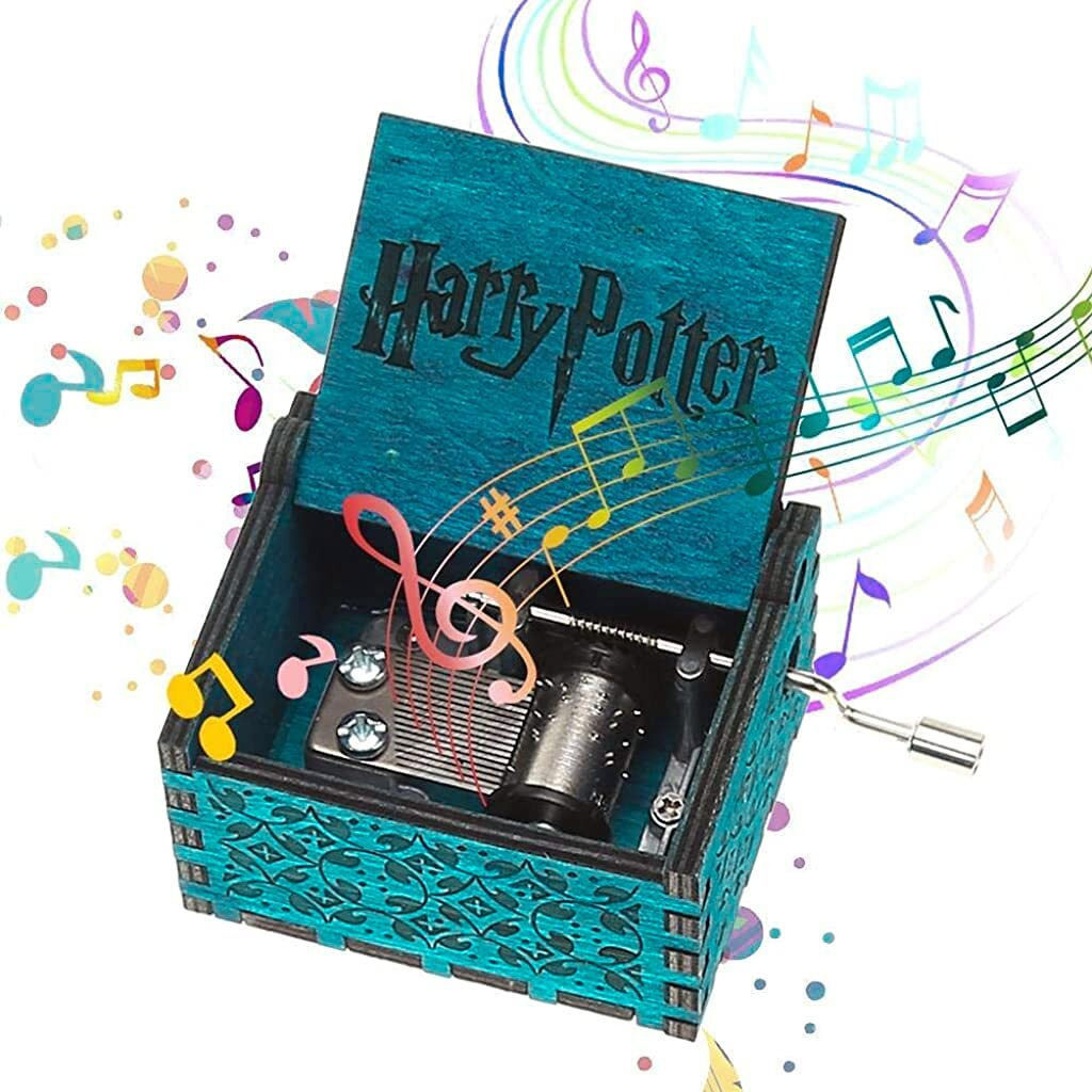 PATPAT Harry Potter Music Box Wooden Classic Music Box With Hand Crank Diwali Gifts For Family-Blue, Kid