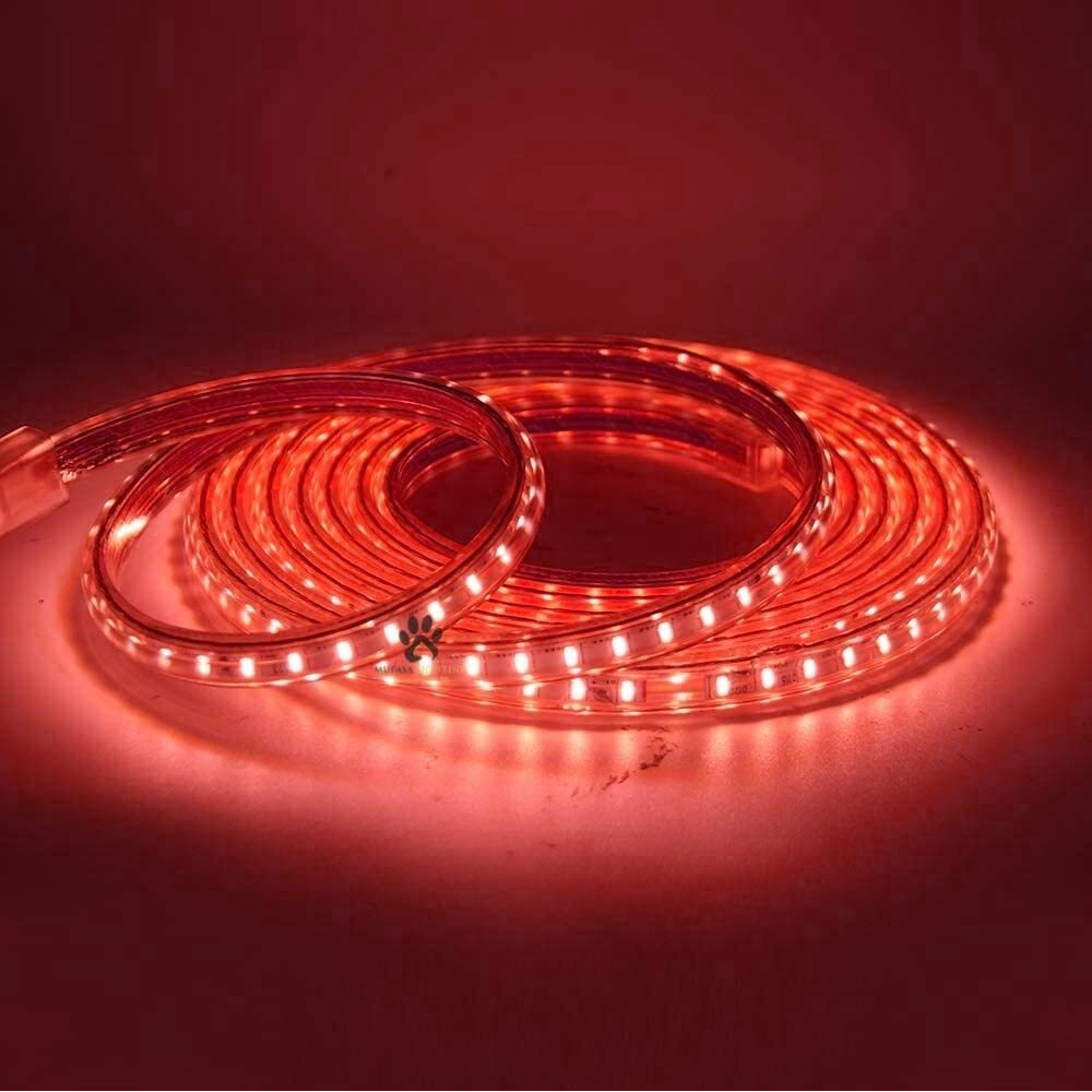 Mufasa LED Rope Light Indoor Outdoor Strip Home Decoration Lights, Diwali Festival Lights False Ceiling, Balcony 220V AC (Non Adhesive Back) (Red, 20 Meter)