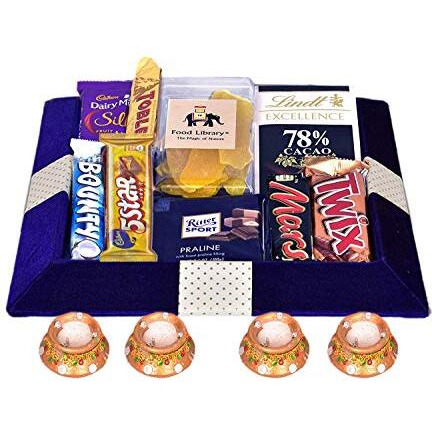 FOOD LIBRARY THE MAGIC OF NATURE Chocolaty Delight Diwali Gift Hamper With Candles-Chocolate, 600 Gram