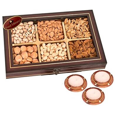 Food Library The Magic of Nature Diwali Exclusive Dry Fruits Gift Hamper (Dry Fruits Box With Candles)