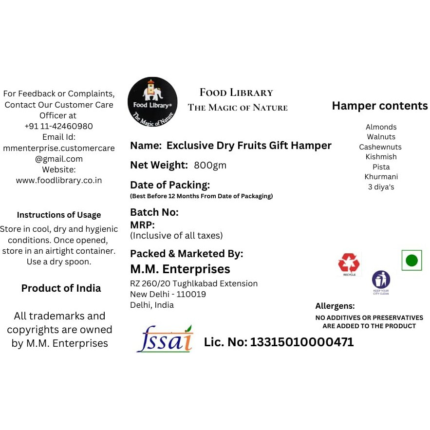 Food Library The Magic of Nature Diwali Exclusive Dry Fruits Gift Hamper (Dry Fruits Box With Candles)