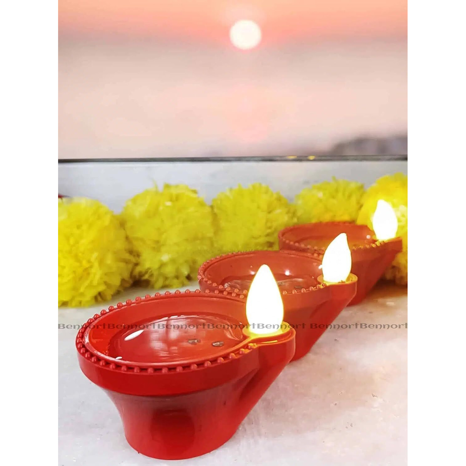 BONZELLA 6 Pcs Water Sensor Diya Lights Electric Flameless & Smokeless LED Diyas | Eco-Friendly Led Diyas Candle Warm Ambient Lights for Home Decor, Diwali Festivals Decoration,Christmas,New Year(6)