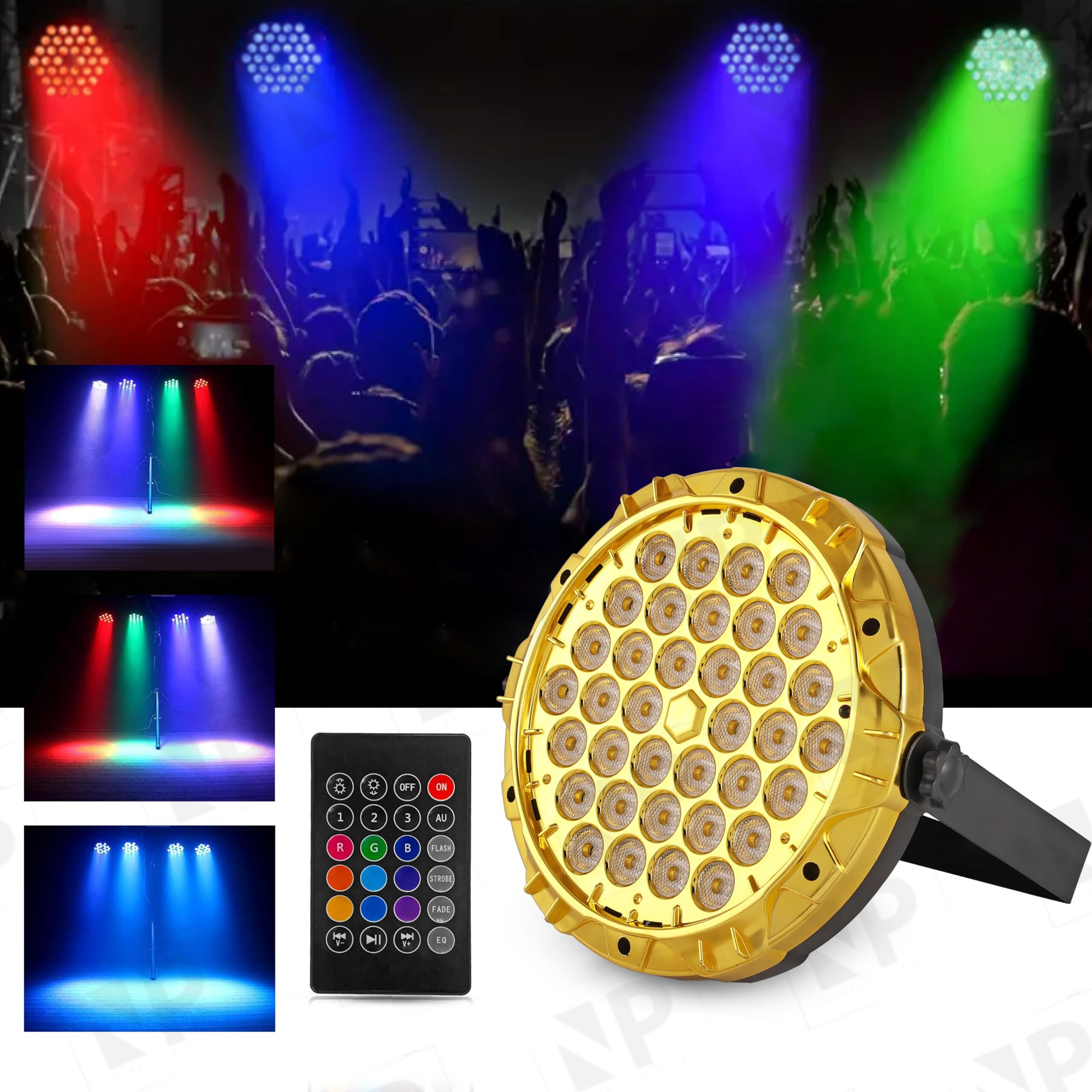 Gesto RGB Stage Par Light -DJ Light with Remote Control | UV 6in1 Color Uplightning Led Lights |Color Changing Party Disco Lights for Home Party,Birthday Party,Disco Show,Diwali Lights,Events(36 Led)