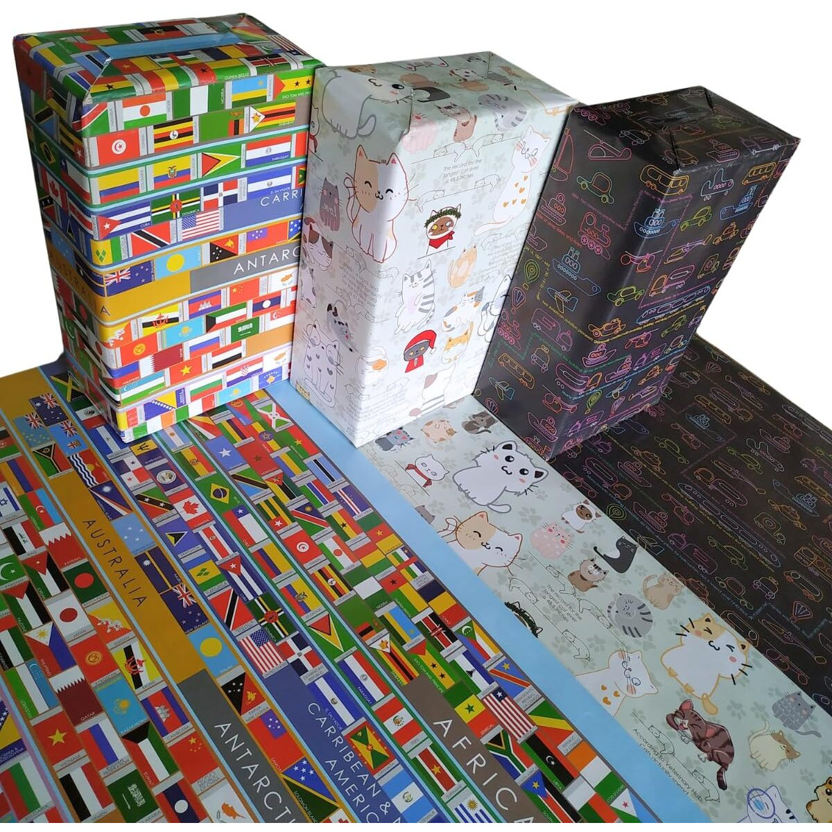 eVincE Wrapping Paper - Pack of 6 Large Gift Packing Paper with 28 x 20 - Multi Occasion Gift Paper for Diwali, Birthday, Wedding, Party Decor - Premium Recyclable Gift Wrapper with Fun Facts