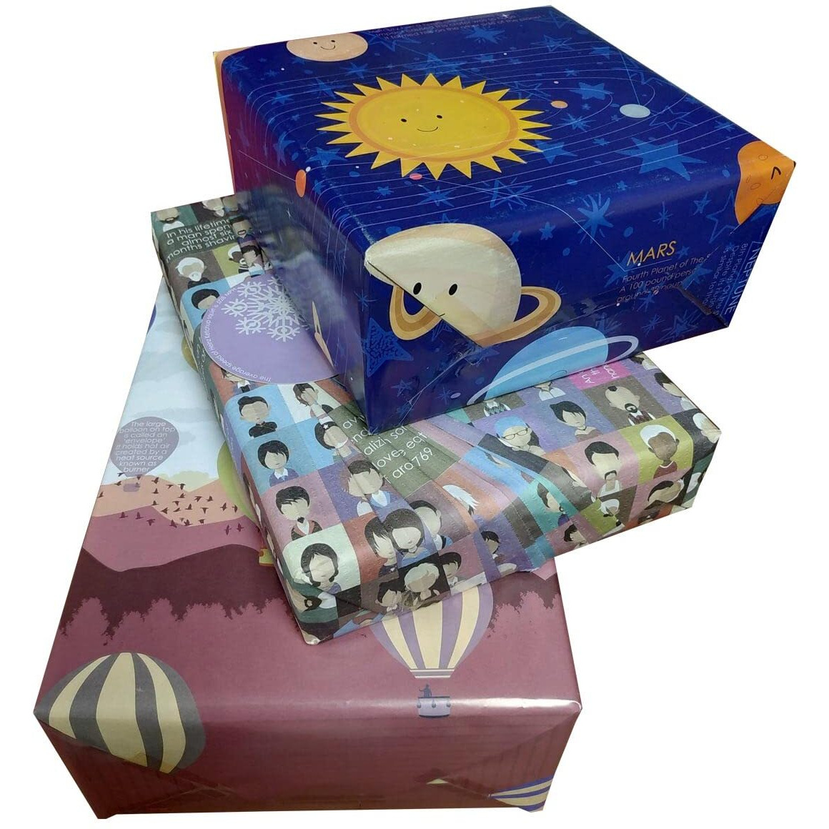 eVincE Wrapping Paper - Pack of 6 Large Gift Packing Paper with 28 x 20 - Multi Occasion Gift Paper for Diwali, Birthday, Wedding, Party Decor - Premium Recyclable Gift Wrapper with Fun Facts
