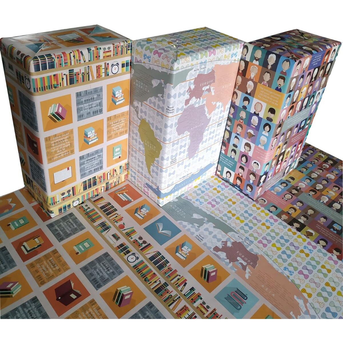 eVincE Wrapping Paper - Pack of 6 Large Gift Packing Paper with 28 x 20 - Multi Occasion Gift Paper for Diwali, Birthday, Wedding, Party Decor - Premium Recyclable Gift Wrapper with Fun Facts