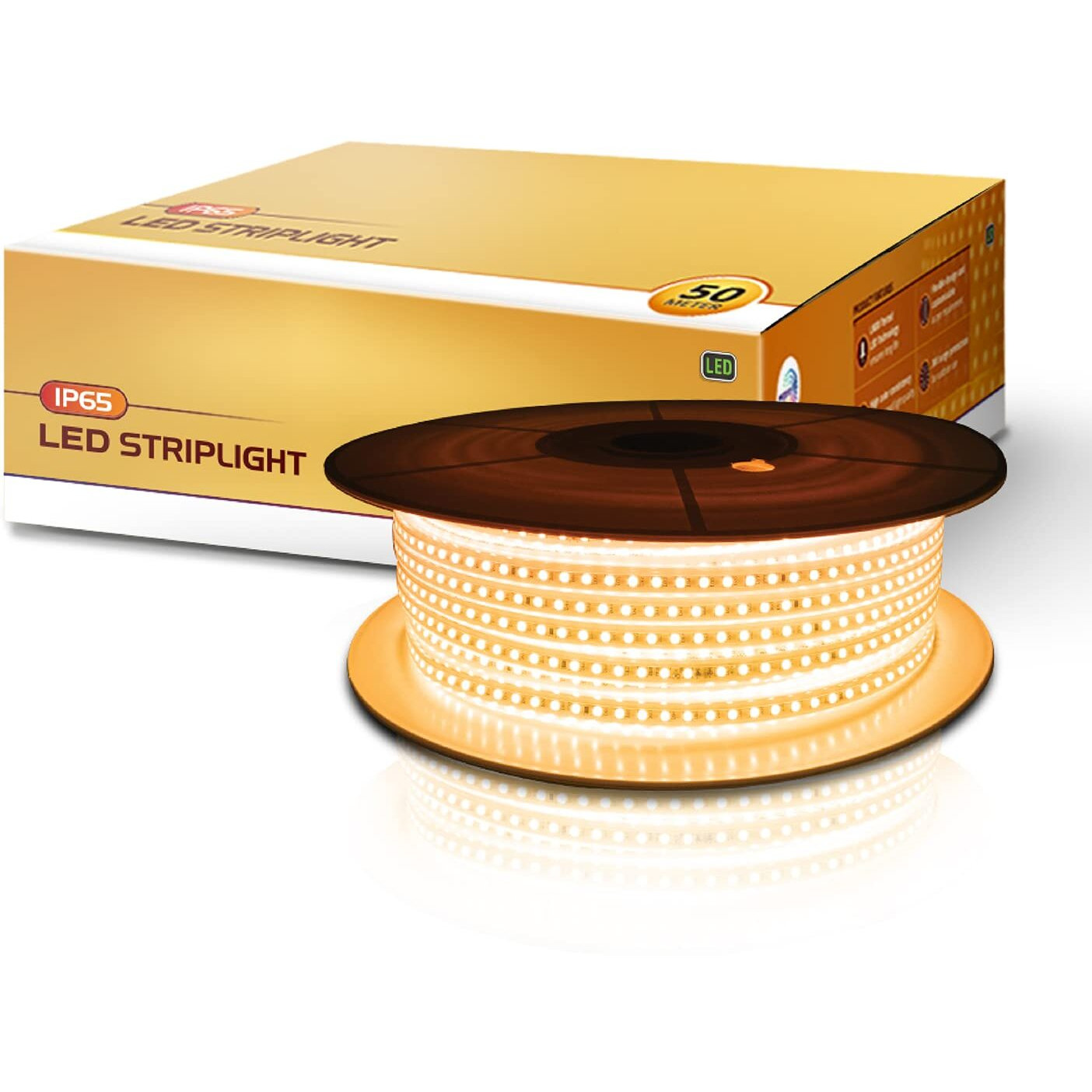 wipro Garnet LED Strip Light| 120 LEDs/mtr | Warm White | IP65-Waterproof | Flexible Rope Light for Outdoor & Indoor Decoration for Diwali, Christmas|Strip for Balcony|Pack of 1, 50 Meters