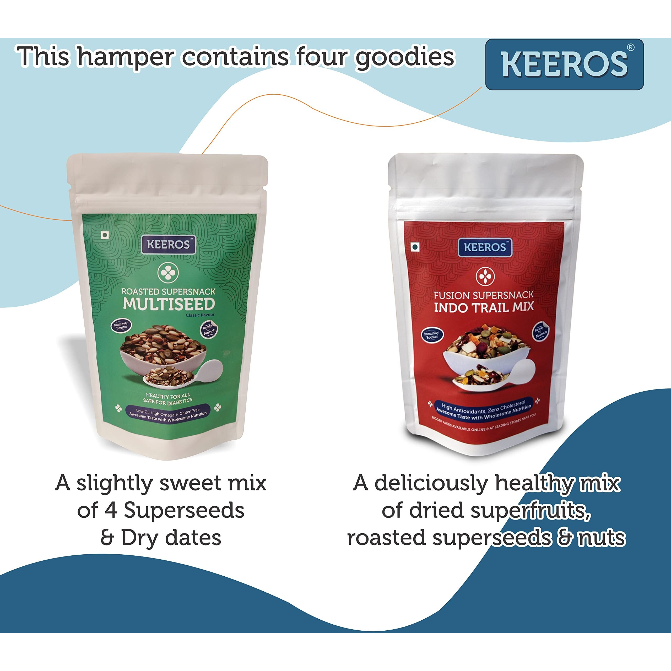 Keeros Healthy Diwali Sweets Gift Box |Combo of 2 varieties of Tasty & Nutritious Sweet Snacks (Dry Fruits mixed gift box) in Premium Gift Hamper | Perfect Diwali Gift Items for Family