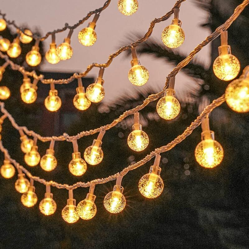 Gesto Crystal Ball Led Serial String Lights - 10 Feet 14 Led Fairy Lights Waterproof Indoor Outdoor | Home Decoration, Diwali Lights for Decoration,Christmas Lights for Home Decor (Warm White)