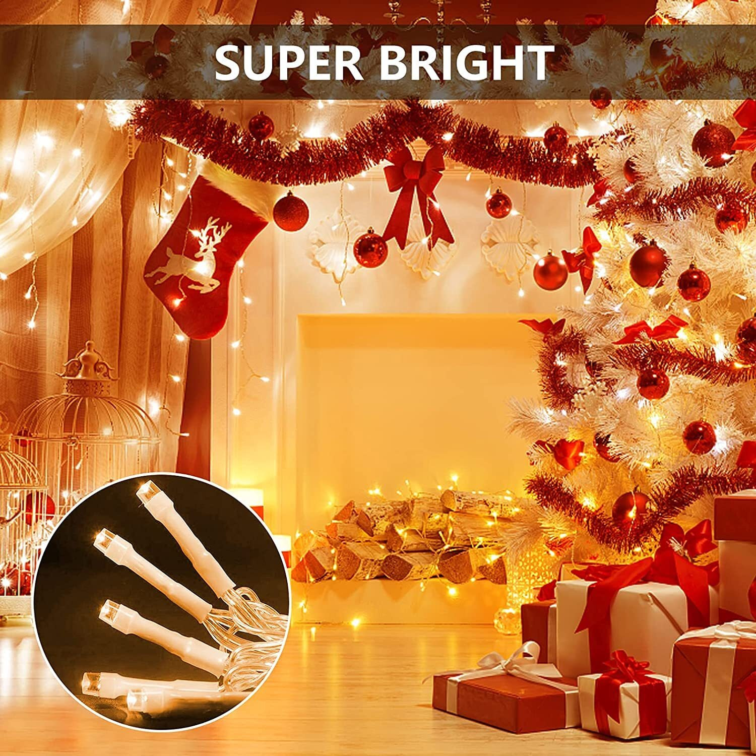 Gesto Warm White Led Serial String Lights  Waterproof Copper Wire Golden Lights for Home Decoration | Yellow Light for Diwali Decoration,Lights for balcony Outdoor,Christmas  (19 Meter | Pack of 10)