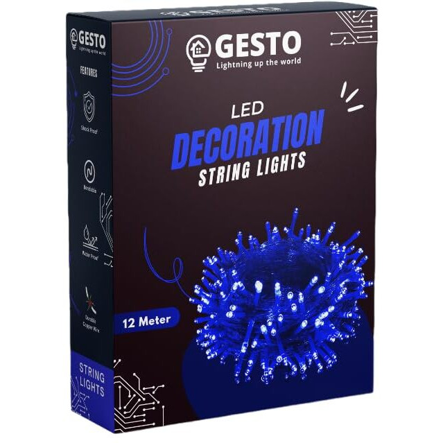 Gesto Blue Led Serial lights for decoration - String lights for home decoration,Fairy Lights | Christmas, Diwali Decoration Lights for balcony | Copper Wire Pixel Light (12 meter | Pack of 1)