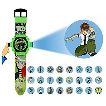 ADAMO Digital 24 Images Ben 10 Projector Green Dial and Band Rubber Watch for Kids Boys Watch, Diwali Gift, Birthday Return Gift, Best Digital Toy Watch for Boys 906GGR02