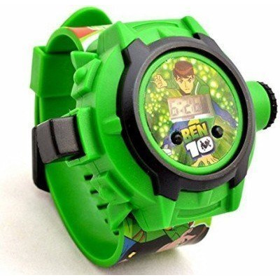 ADAMO Digital 24 Images Ben 10 Projector Green Dial and Band Rubber Watch for Kids Boys Watch, Diwali Gift, Birthday Return Gift, Best Digital Toy Watch for Boys 906GGR02