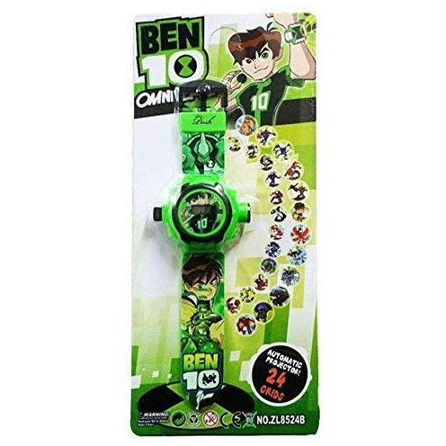 ADAMO Digital 24 Images Ben 10 Projector Green Dial and Band Rubber Watch for Kids Boys Watch, Diwali Gift, Birthday Return Gift, Best Digital Toy Watch for Boys 906GGR02