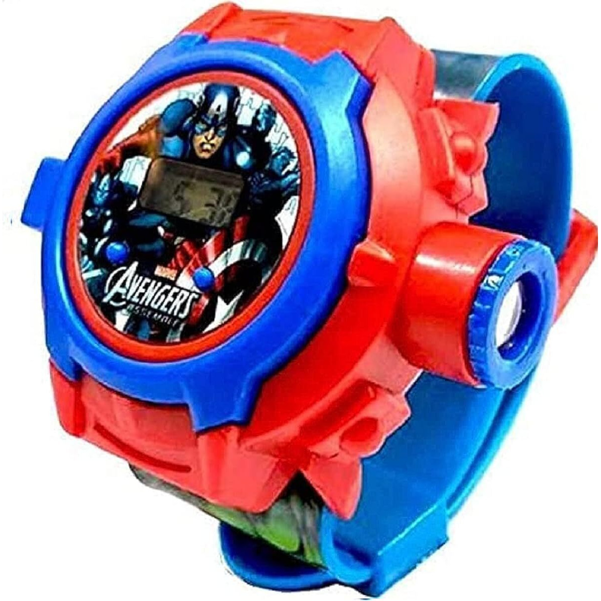 SELLORIA Digital 24 Images Projector Watch For Kids Boys Rubber Material Watch, Diwali Gift, Birthday Return Gift, Best Digital Toy Watch For Boys & Girls (Avenger), Band_Red, Dial_Multicolor