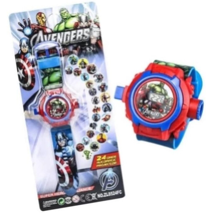 Acnos Brand- Digital 24 Images Projector Blue Avengers Watch for Kids Boys Rubber Material Watch Diwali Gift Birthday Return Gift Best Digital Toy Watch for Boys Girls