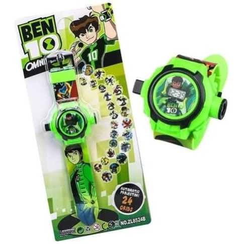 Acnos Brand- Digital 24 Images Projector Green Ben10 Boy Watch for Kids Boys Rubber Material Watch Diwali Gift Birthday Return Gift Best Digital Toy Watch for Boys Girls