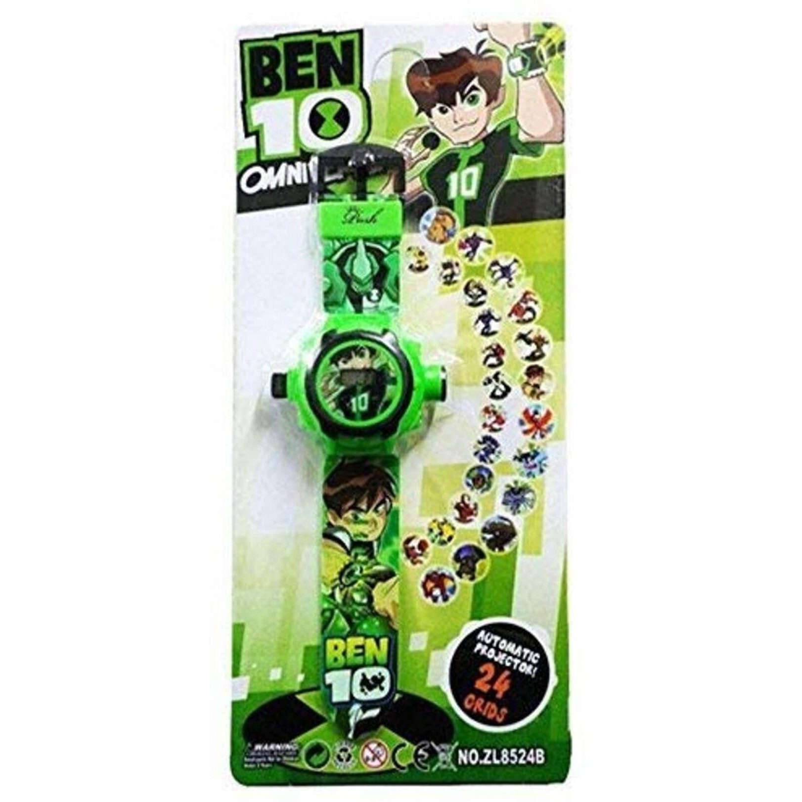 Acnos Brand- Digital 24 Images Projector Green Ben10 Boy Watch for Kids Boys Rubber Material Watch Diwali Gift Birthday Return Gift Best Digital Toy Watch for Boys Girls
