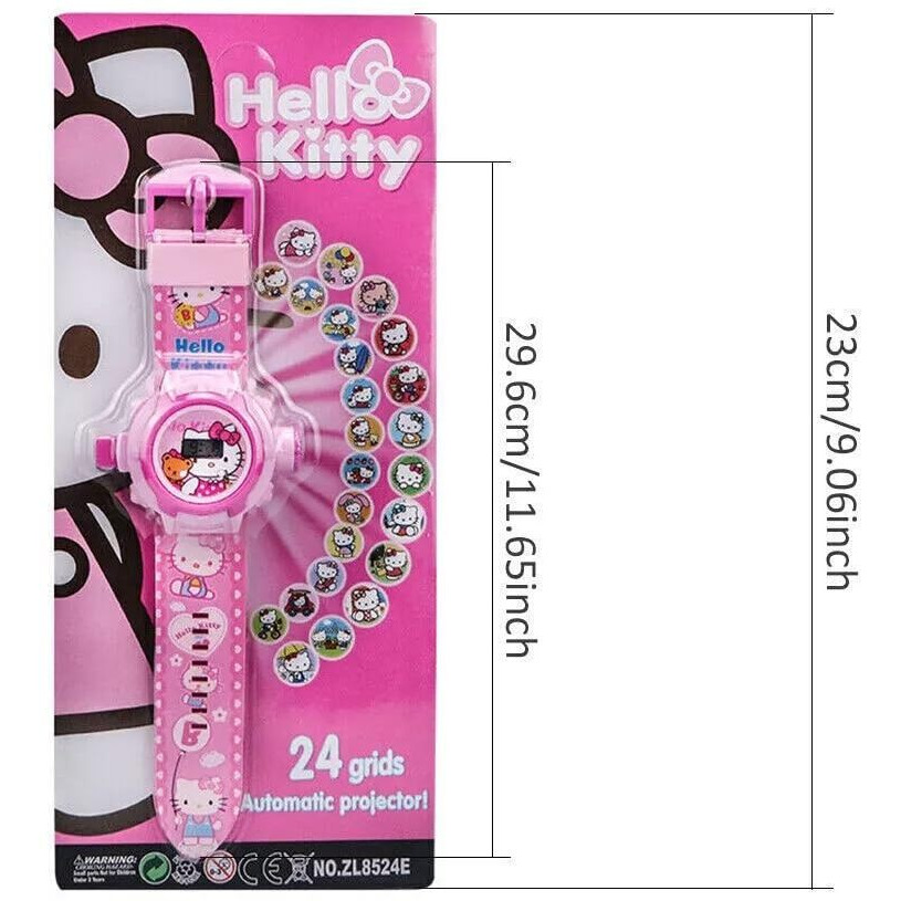 Acnos Brand- Digital 24 Images Projector Pink Hello Kitty Watch for Kids Boys Rubber Material Watch Diwali Gift Birthday Return Gift Best Digital Toy Watch for Boys Girls