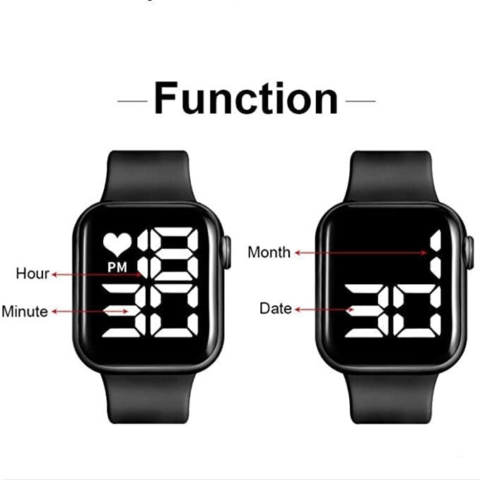 Zovuta Square Shape Dial Colorful Smart Looking Digital led Combo Watch For Kids Baby Boys and Girls- Fully Waterproof Sportswatch Display- Best Gift for Diwali and Birthday-Date and Time Function Only (For Age 4-15 Years) - (Combo, Solid Black & Graphical Black)