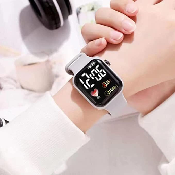 Zovuta Square Shape Dial Colorful Smart Looking Digital led Watch For Kids Baby Boys and Girls- Fully Waterproof Sportswatch Display- Best Gift for Diwali and Birthday-Date and Time Function Only ( For Age 4-15 Years) - Grey