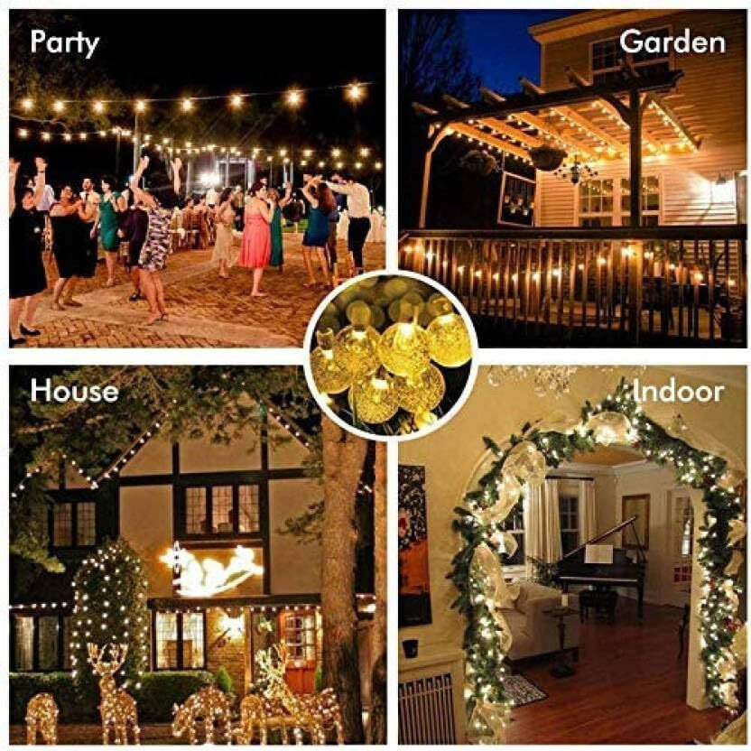 PESCA 100 LED Crystal Bubble Ball String Fairy Lights for Decortaion Diwali Christmas Light for Diwali Home Decorations Lighting (Warm White, 15 Meter)