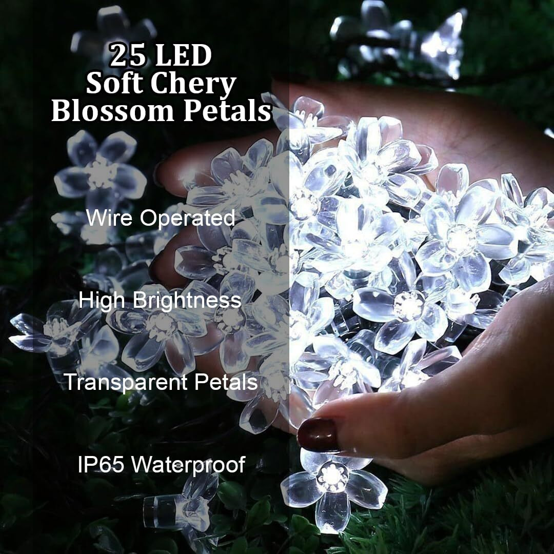 fizzytech 25 Led 4M Blossom Flower String Lights of Home Decoration Diwali Light for Party Birthday Diwali Christmas (White)(Plastic), 10 Meters