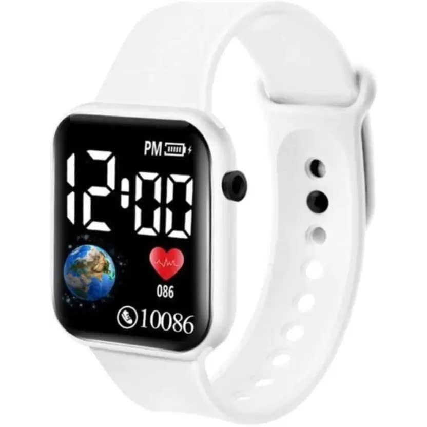 Zovuta Square Shape Dial Colorful Smart Looking Digital led Watch For Kids Baby Boys and Girls- Fully Waterproof Sportswatch Display- Best Gift for Diwali and Birthday-Date and Time Function Only ( For Age 4-15 Years) - White