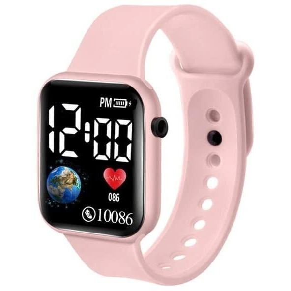 Zovuta Square Shape Dial Colorful Smart Looking Digital led Watch For Kids Baby Boys and Girls- Fully Waterproof Sportswatch Display- Best Gift for Diwali and Birthday-Date and Time Function Only ( For Age 4-15 Years) - Peach