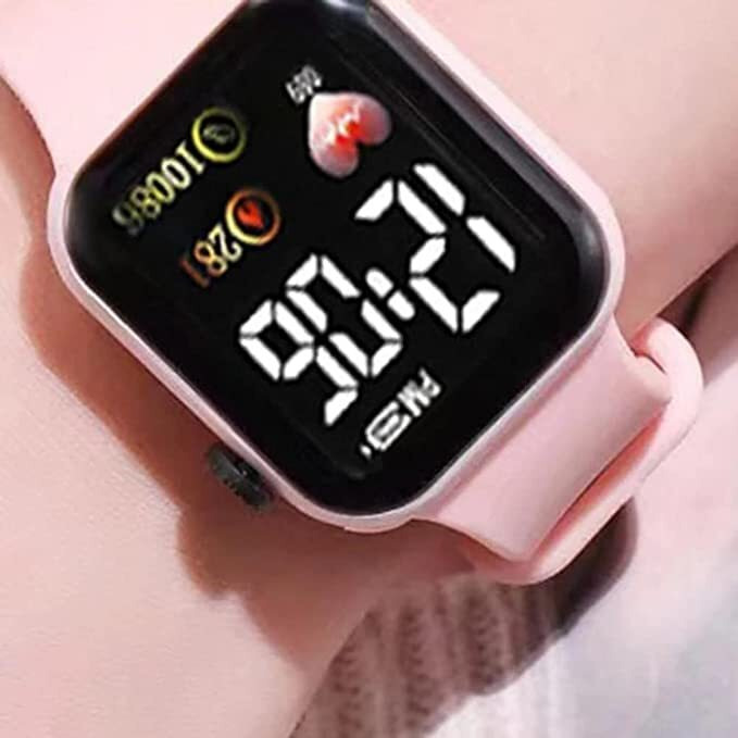 Zovuta Square Shape Dial Colorful Smart Looking Digital led Watch For Kids Baby Boys and Girls- Fully Waterproof Sportswatch Display- Best Gift for Diwali and Birthday-Date and Time Function Only ( For Age 4-15 Years) - Peach