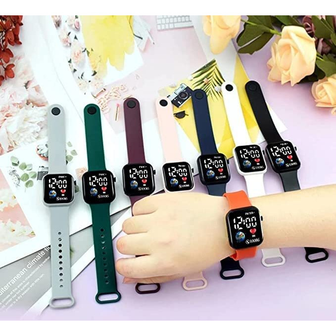 Zovuta Square Shape Dial Colorful Smart Looking Digital led Watch For Kids Baby Boys and Girls- Fully Waterproof Sportswatch Display- Best Gift for Diwali and Birthday-Date and Time Function Only ( For Age 4-15 Years) - Peach
