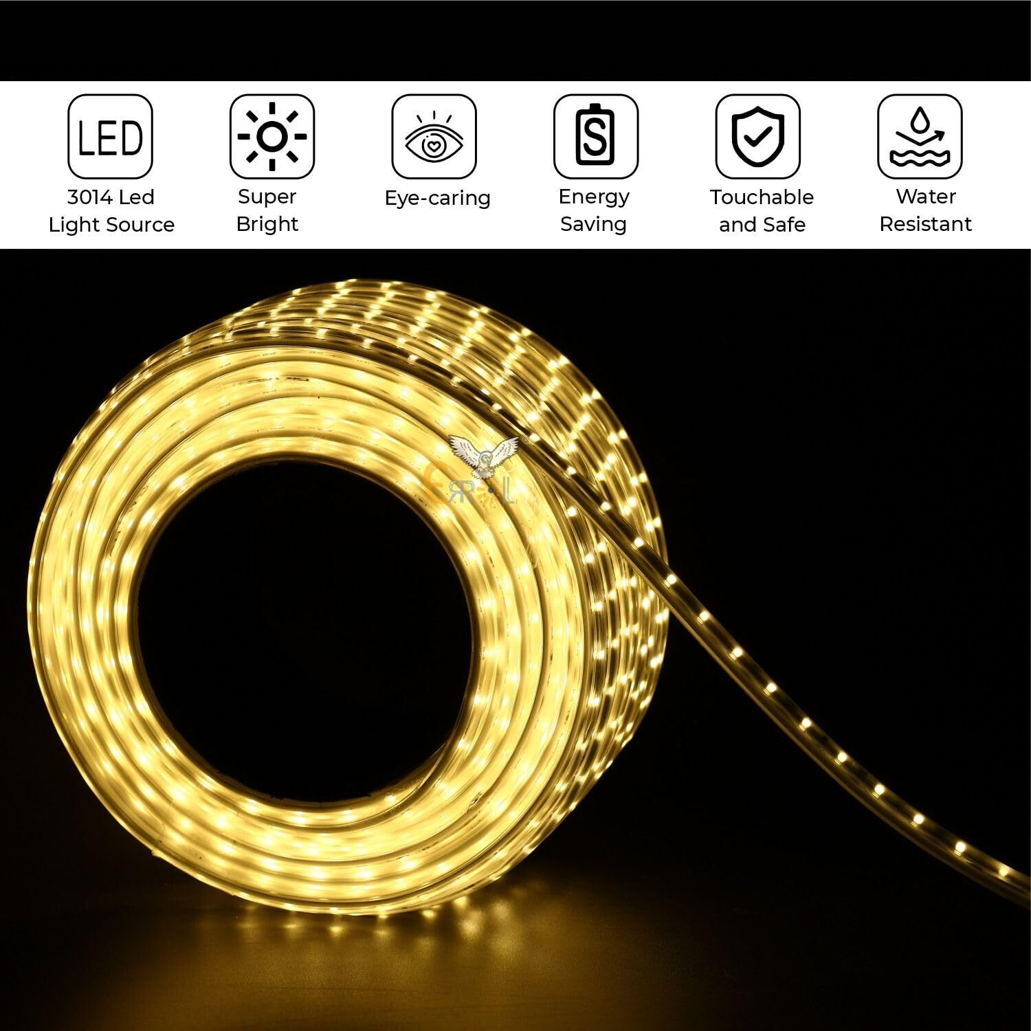 Errol LED Strip Rope Light for Indoor,Outdoor,Decorative,Diwali,Christmas,Festival,Cove,False Ceiling,Balcony,Entrance,Pillar with Direct Plug-in Adapter.(4 Meter, Warm White)