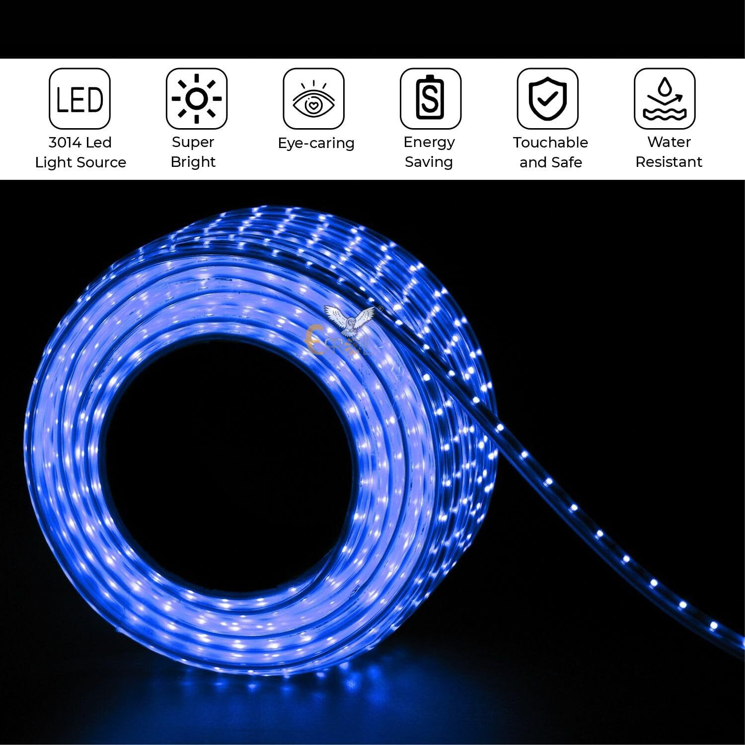 Errol LED Strip Rope Light for Indoor,Outdoor,Decorative,Diwali,Christmas,Festival,Cove,False Ceiling,Balcony,Entrance,Pillar with Direct Plug-in Adapter.(40 Meter, Blue)