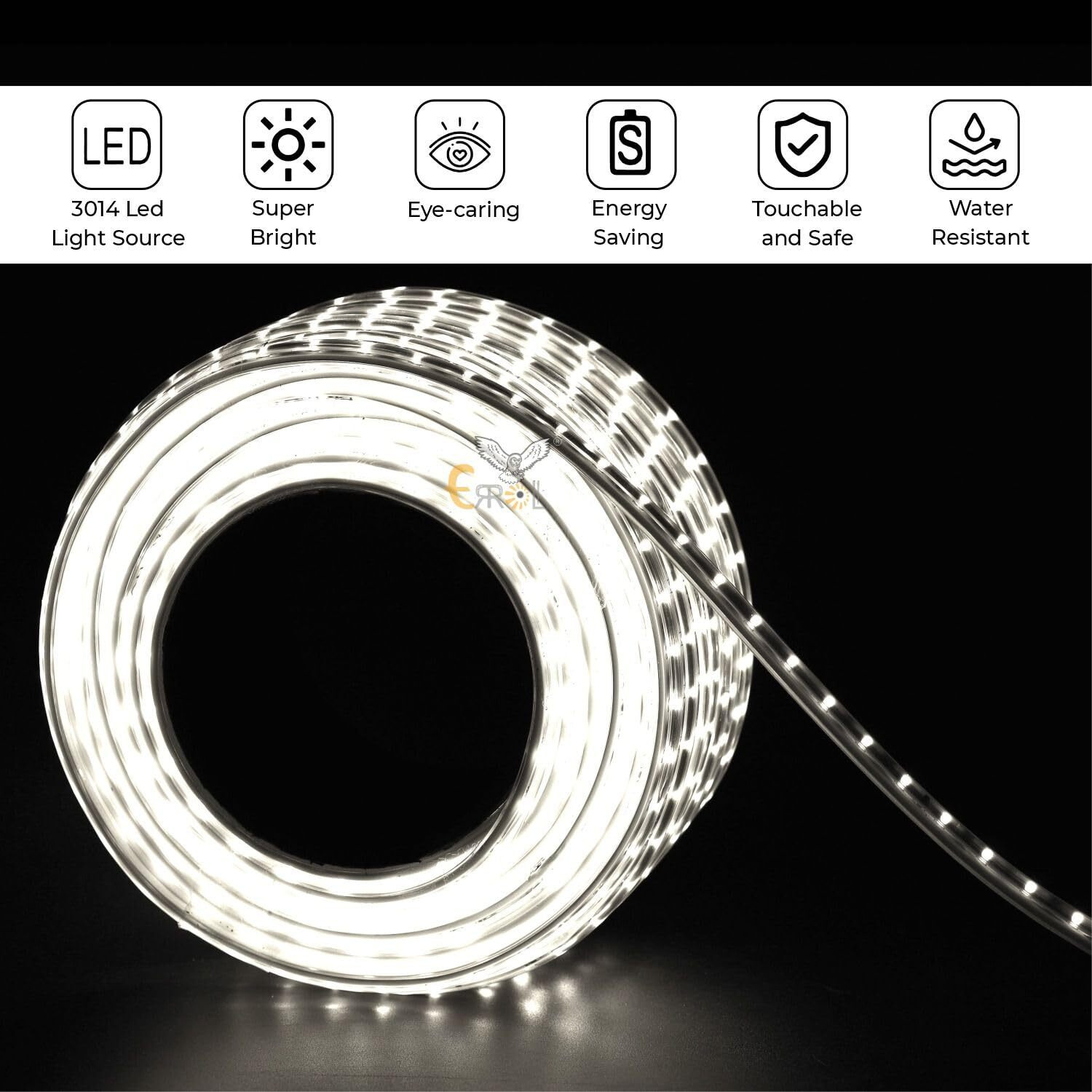 Errol LED Strip Rope Light for Indoor,Outdoor,Decorative,Diwali,Christmas,Festival,Cove,False Ceiling,Balcony,Entrance,Pillar with Direct Plug-in Adapter.(10 Meter, White)