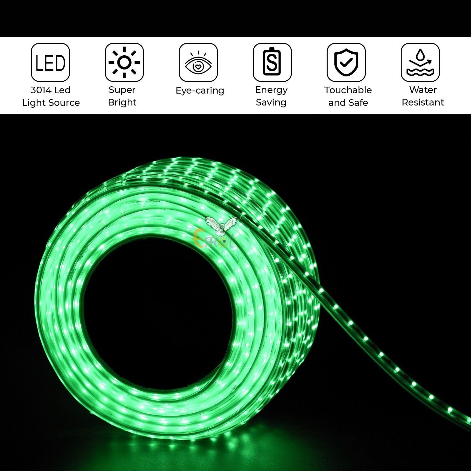 Errol LED Strip Rope Light for Indoor,Outdoor,Decorative,Diwali,Christmas,Festival,Cove,False Ceiling,Balcony,Entrance,Pillar with Direct Plug-in Adapter.(35 Meter, Green)