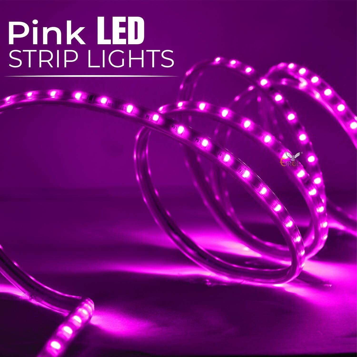 Errol LED Strip Rope Light for Indoor,Outdoor,Decorative,Diwali,Christmas,Festival,Cove,False Ceiling,Balcony,Entrance,Pillar with Direct Plug-in Adapter.(25 Meter, Pink)