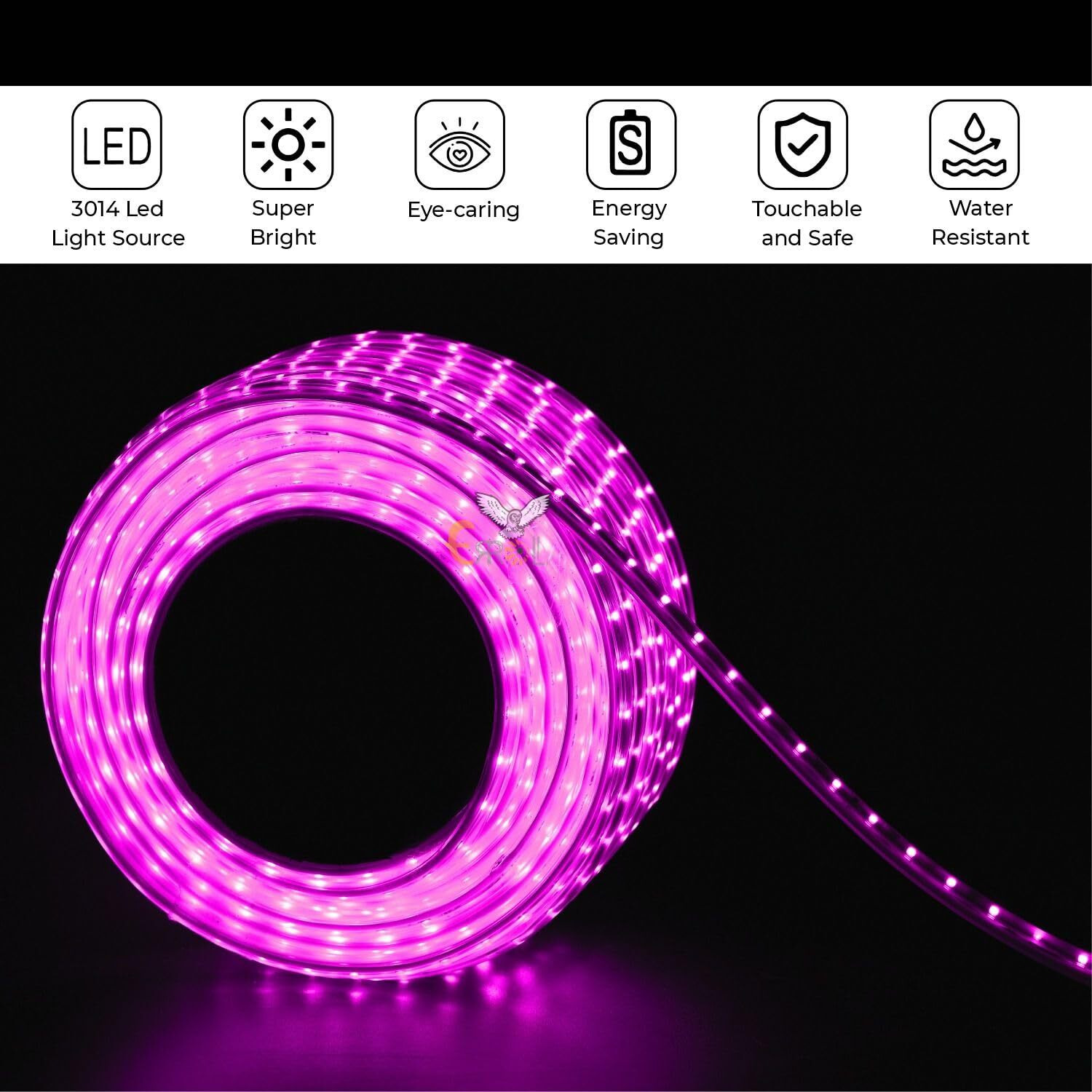 Errol LED Strip Rope Light for Indoor,Outdoor,Decorative,Diwali,Christmas,Festival,Cove,False Ceiling,Balcony,Entrance,Pillar with Direct Plug-in Adapter.(25 Meter, Pink)