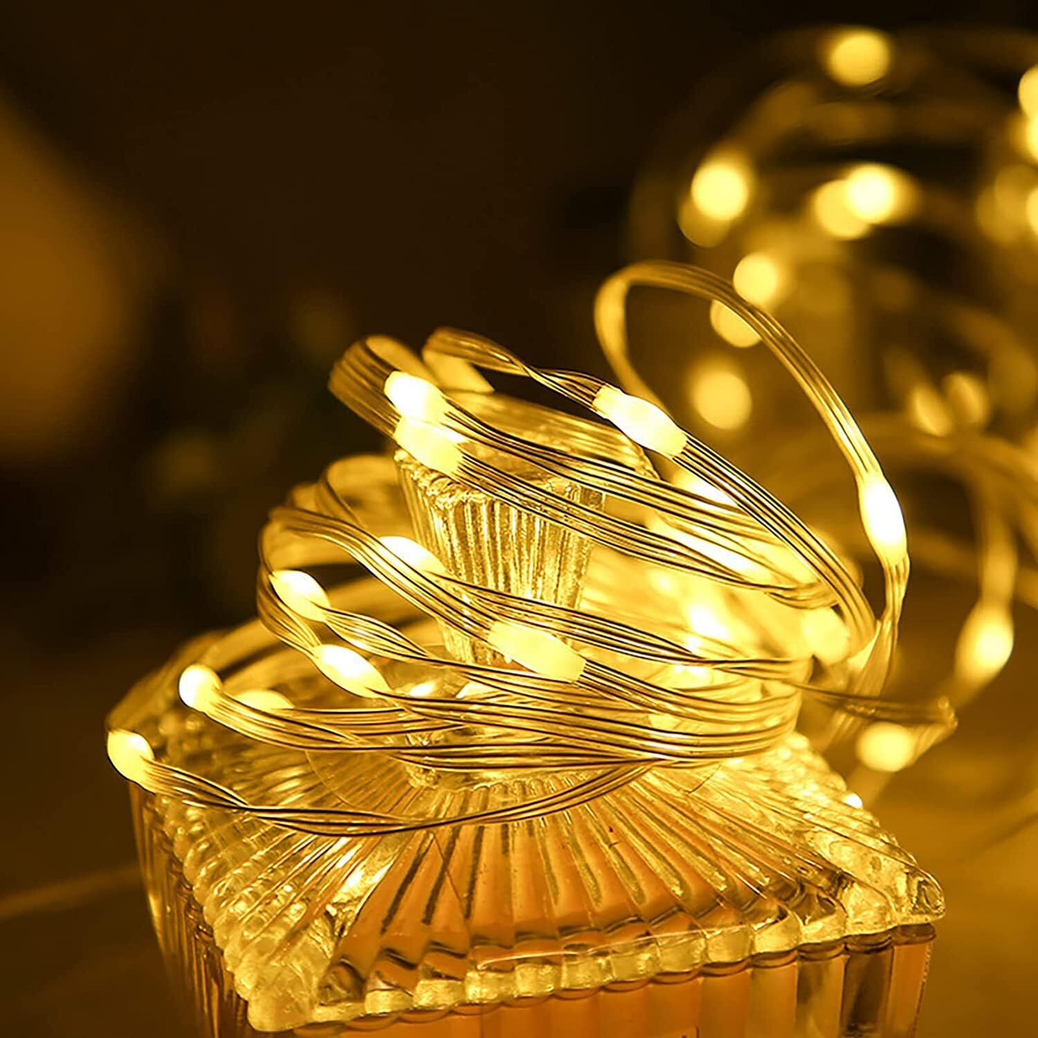 fizzytech Point Control 200 LED Warm White String Lights - 20 Meter Remote-Controlled for Parties, Birthdays, Diwali, Christmas, Navratri, and Lights of Home Decoration