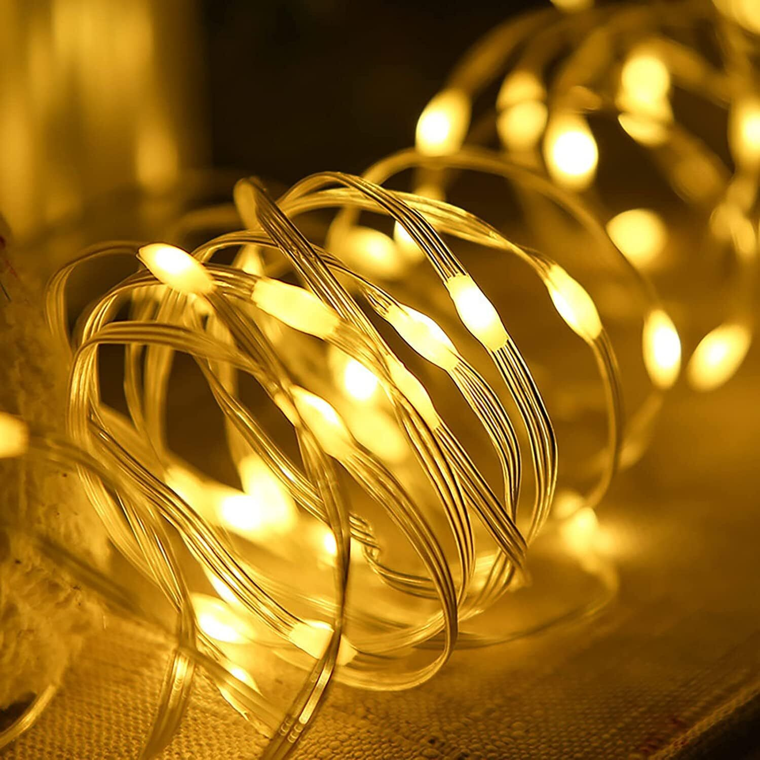 fizzytech Point Control 100 LED Warm White String Lights - 10 Meter Remote-Controlled for Parties, Birthdays, Diwali, Christmas, Navratri, and Lights of Home Decoration