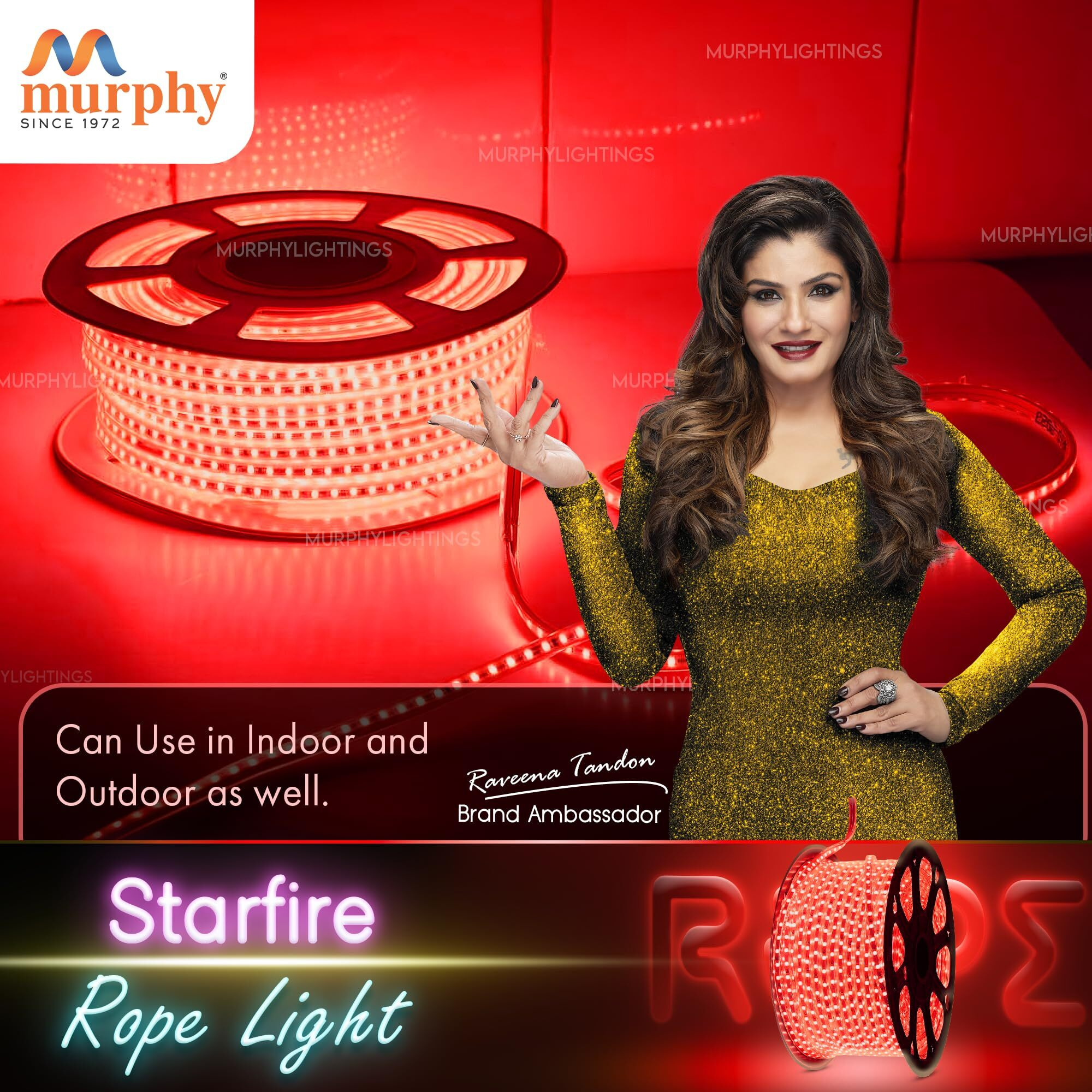 Murphy 2835-120 LED High Lumen Waterproof Indoor Outdoor Home Deorative, Diwali Lights, Rope Pipe Light, Cove Light (120 Led/Mtr) (Red, 15 Meter)