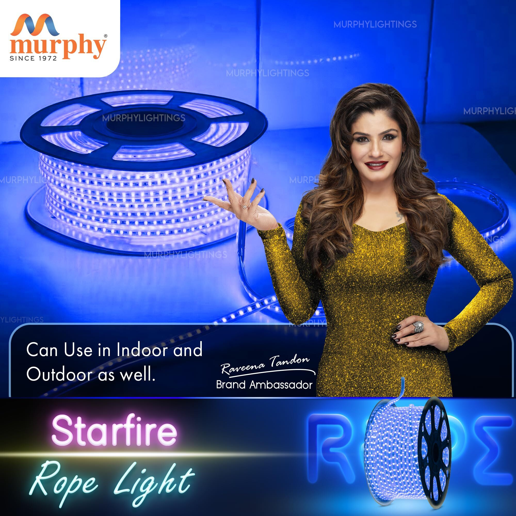Murphy 2835-120 LED Waterproof Indoor Outdoor Home Deorative, Diwali Lights, Rope Pipe Light, Cove Light (120 Led/Mtr) (Amber, 10 Meter)