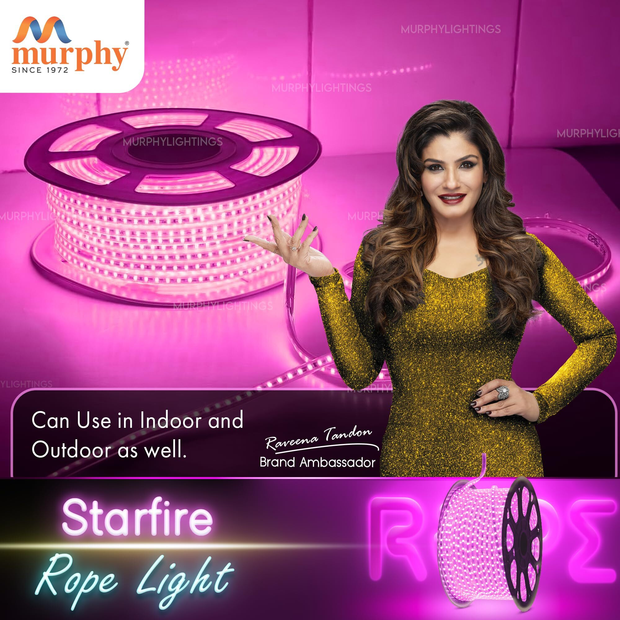 Murphy 2835-120 LED Waterproof Indoor Outdoor Home Deorative, Diwali Lights, Rope Pipe Light, Cove Light (120 Led/Mtr) (Purple, 50 Meter)