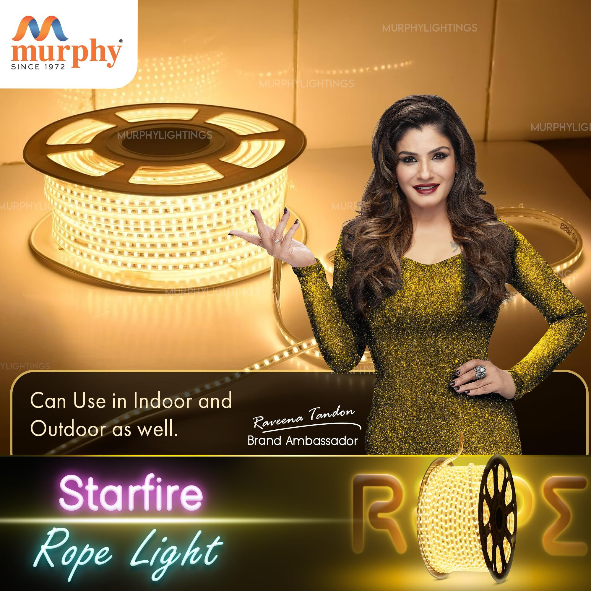 Murphy 2835-120 Led High Lumen Waterproof Indoor Outdoor Home Deorative,Diwali Lights,Rope Pipe Light,Cove Light (120 Led/Mtr) (Warm White),20 meters