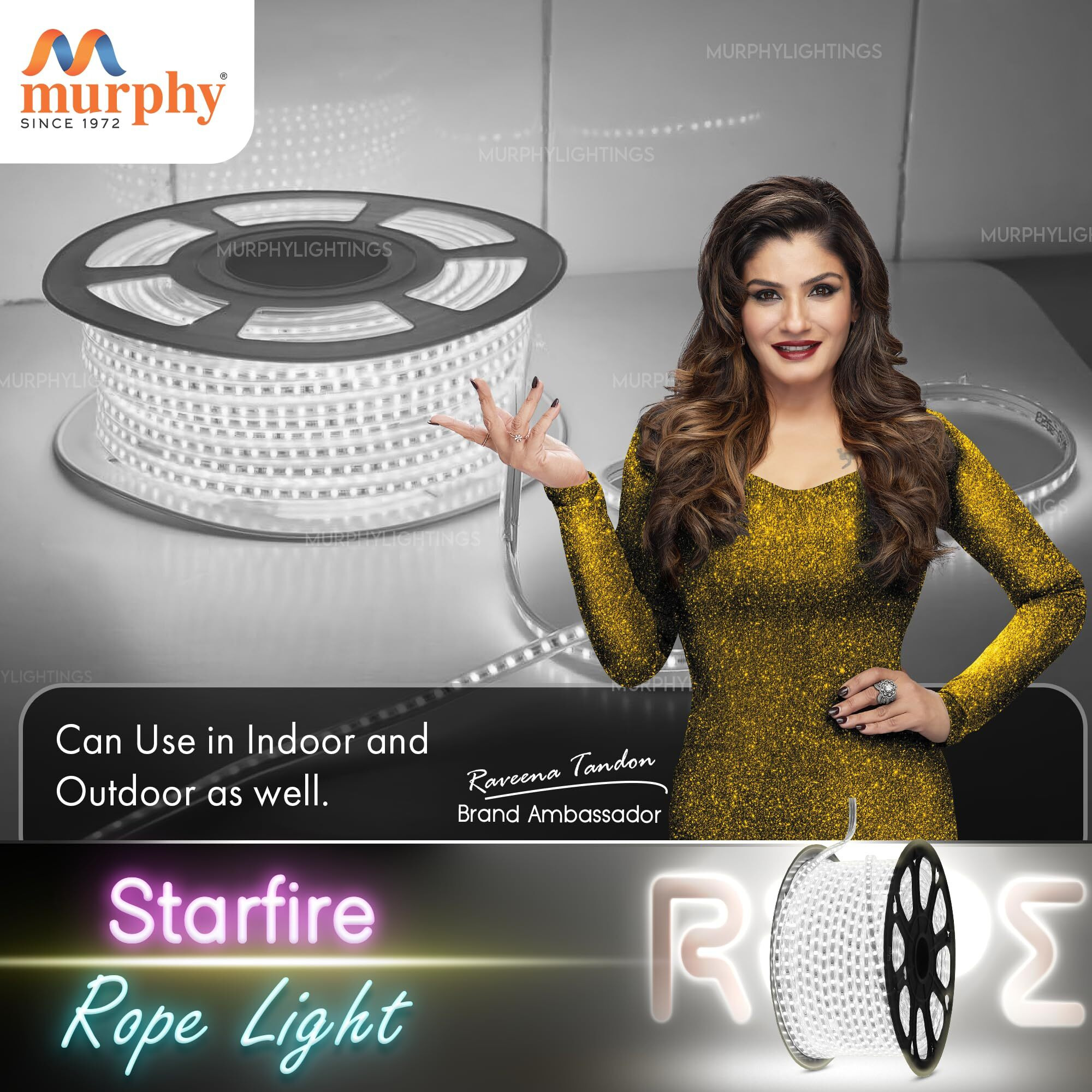 Murphy 2835-120 Led High Lumen Waterproof Indoor Outdoor Home Deorative,Diwali Lights,Rope Pipe Light,Cove Light (120 Led/Mtr) (Cool White)10 meters
