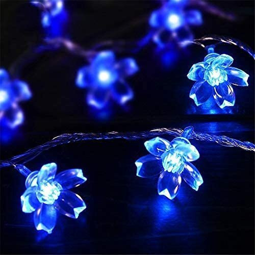 One94Store 42 Flower LED Made in India Silicon Flower Curtain String Window Festival Lights Indoor Outdoor Home Decoration Series for Diwali, Christmas, Wedding, Party, Home (12 Meter, Blue)