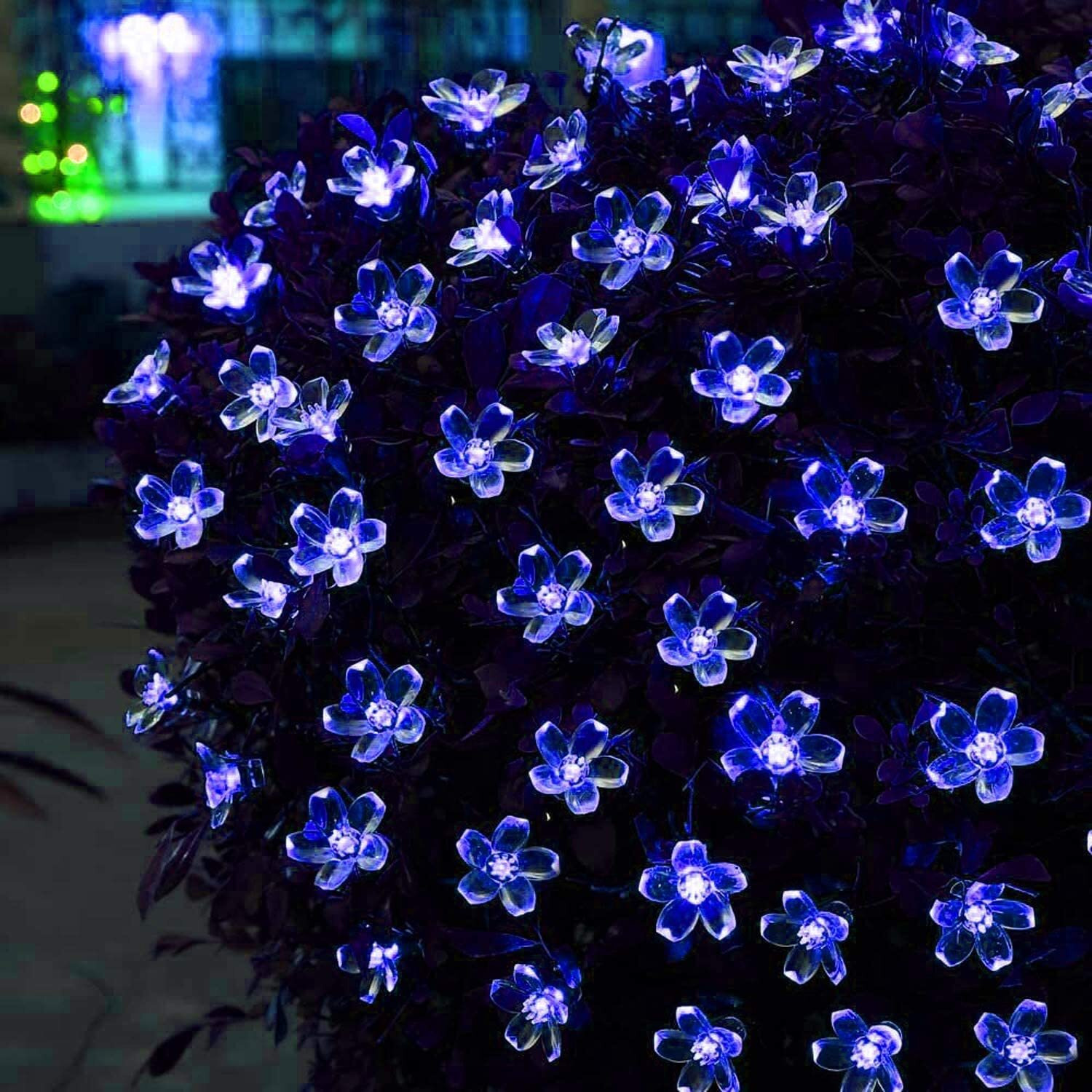 One94Store 42 Flower LED Made in India Silicon Flower Curtain String Window Festival Lights Indoor Outdoor Home Decoration Series for Diwali, Christmas, Wedding, Party, Home (12 Meter, Blue)