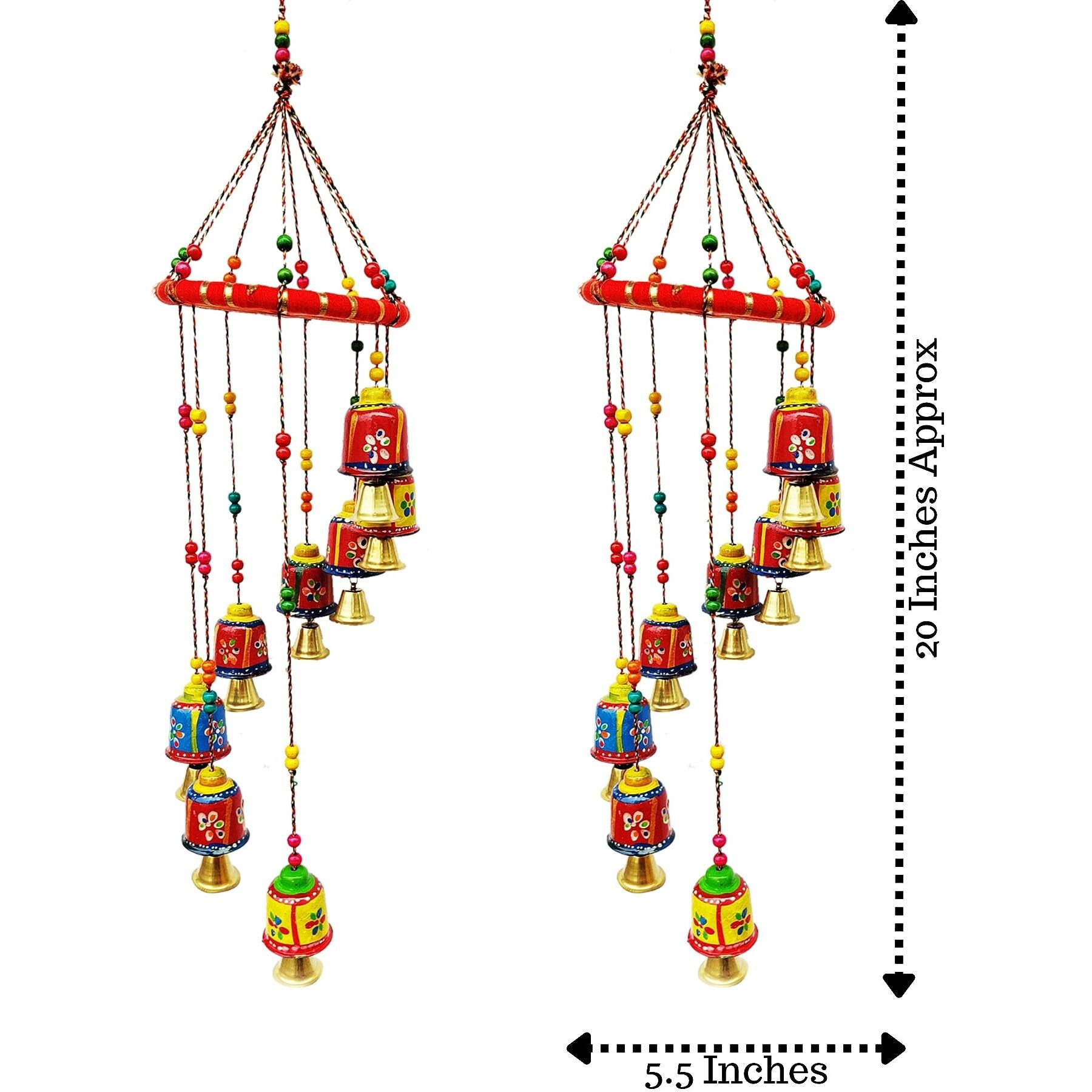JH Gallery Handcrafted Rajasthani Door & Wall Hanging Home Decor | Balcony Decor Hanging | Home Furnishing | Diwali Gift | Corporate Gift | Home Decor Items (Pack of 2, Multi-Colour)