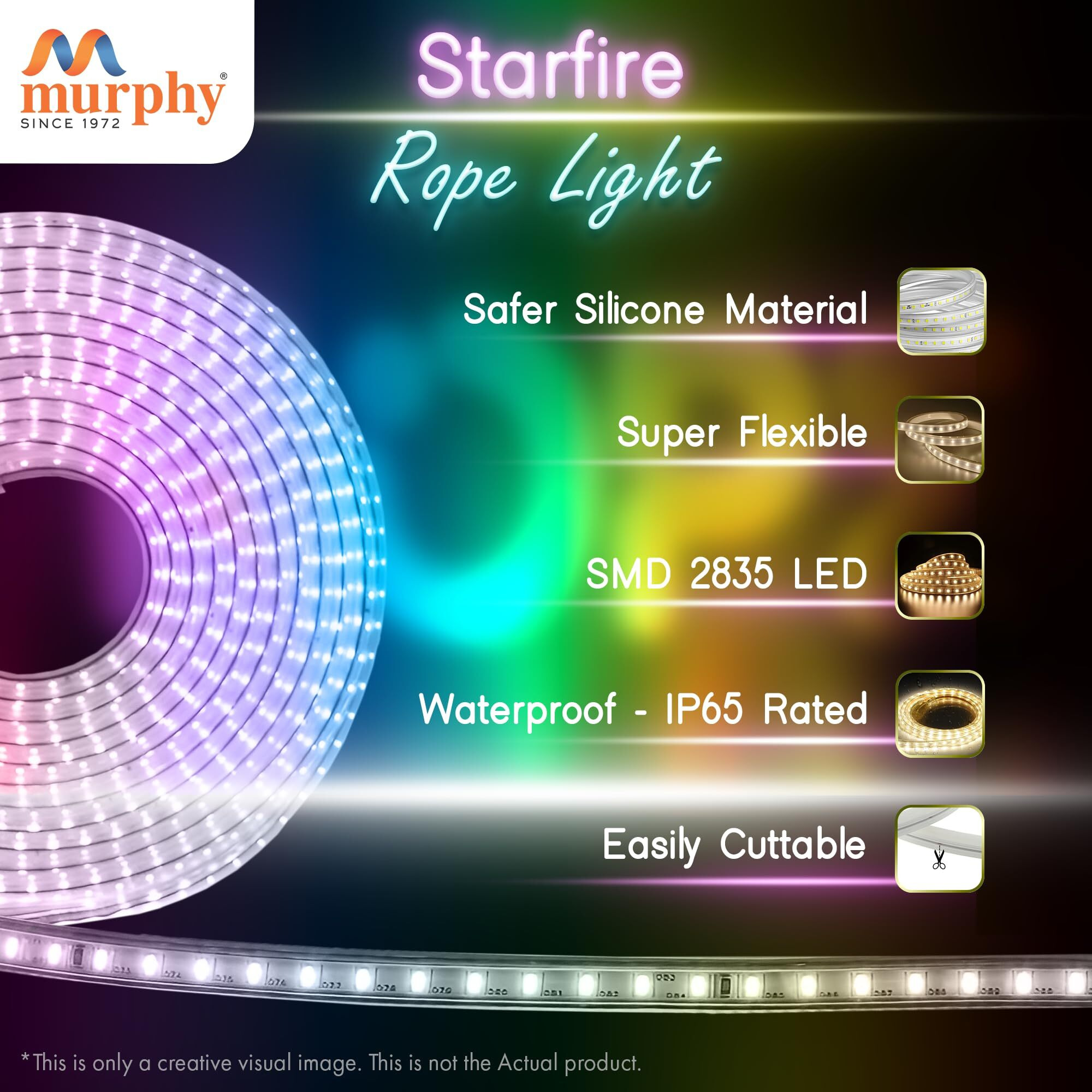 Murphy 2835-120 Led High Lumen Waterproof Indoor Outdoor Home Deorative,Diwali Lights,Rope Pipe Light,Cove Light (120 Led/Mtr) (Warm White)50 meters